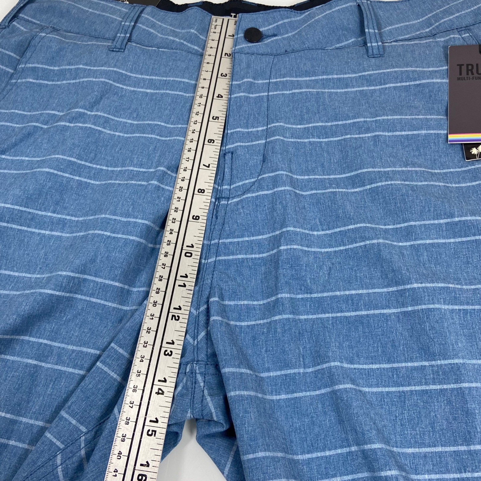 Trunks Mens 36 Blue Striped Multi-Functional Hybrid Shorts NEW Stretch Quick Dry
