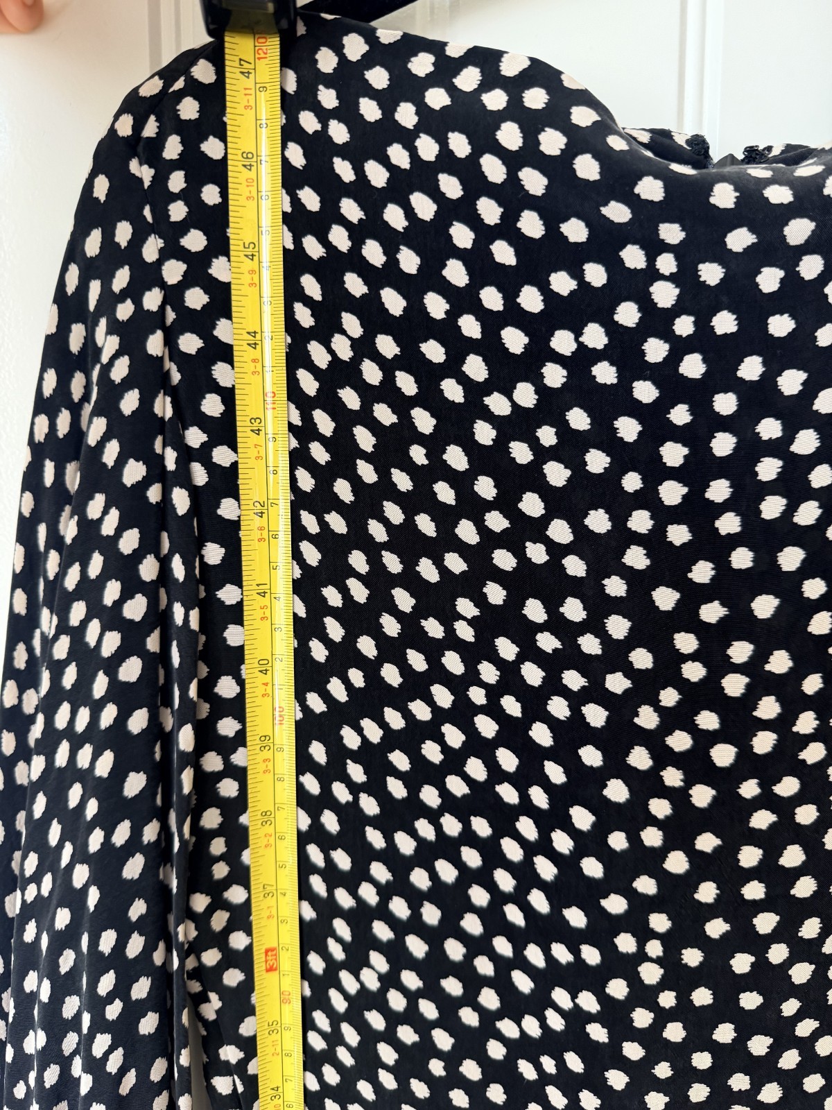 COS Women’s Black White Polka Dot Midi Dress Long Sleeve Size EU 42 US 10