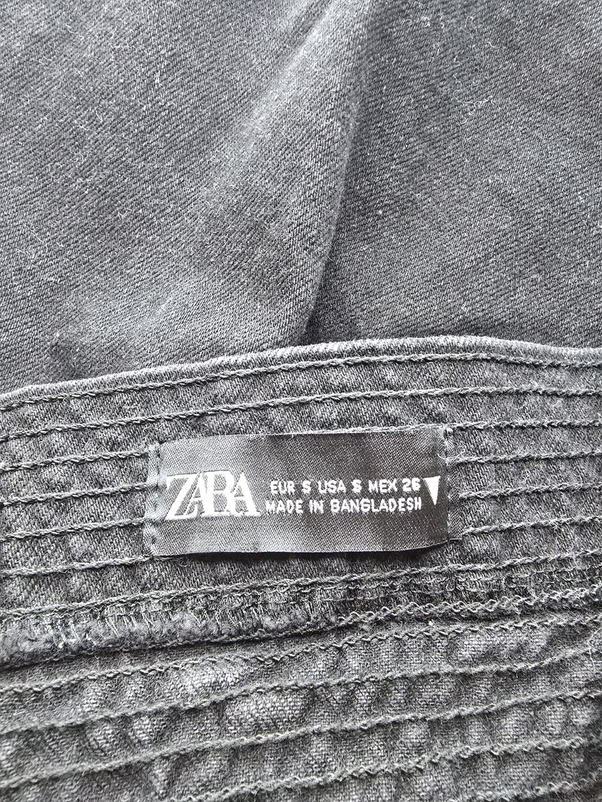 Zara Black Denim Mini Dress Women’s Size Sm Spaghetti Strap Smocked Back A-Line