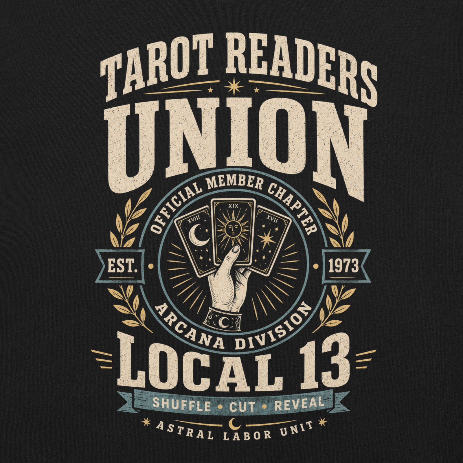 Tarot Readers Union Local 13 T-Shirt Witchy Tarot Card Reading Tee Black XS-5XL