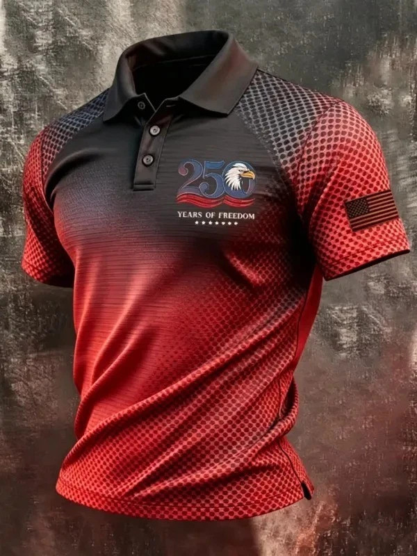 250th Anniversary Polo Shirt 1776-2026 American Flag Polo Men Patriotic Shirt #4