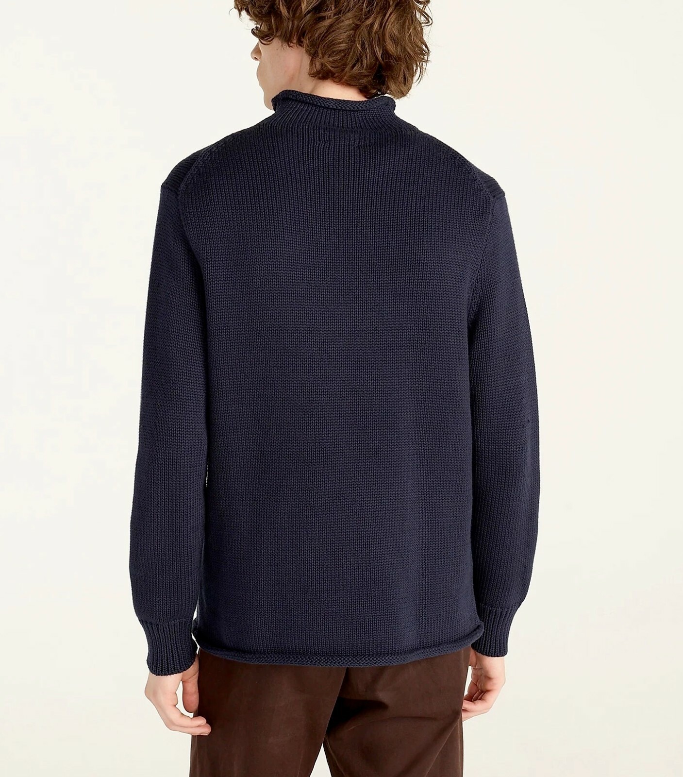 J.CREW sweater rollneck navy blue cotton chunky mock high fisherman’s roll neck