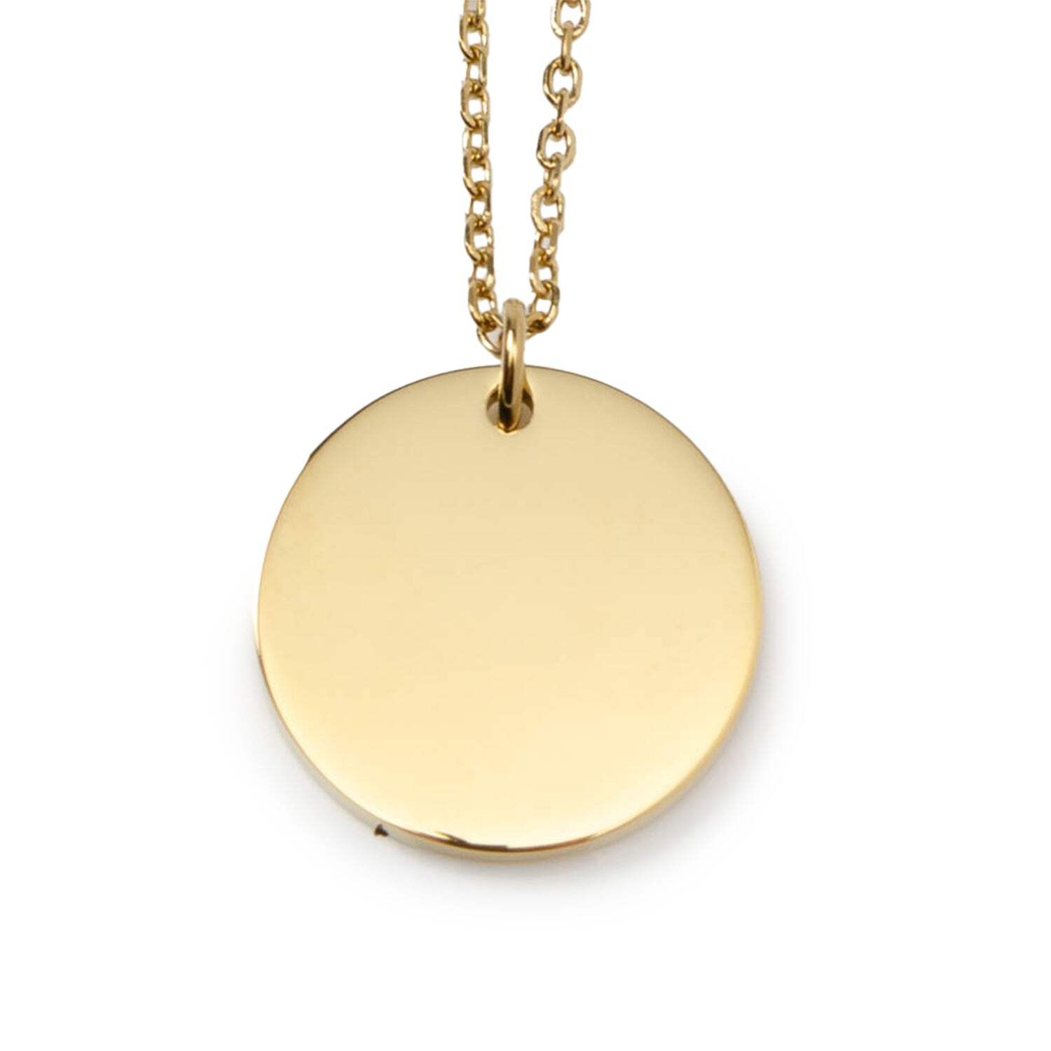 Stainless Steel Gold Engravable Round Pendant Women’s Necklace