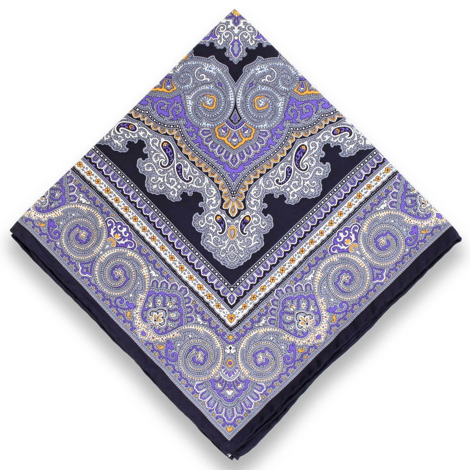 Paisley Pattern 100% Silk Printed Men’s Suit Pocket Square Hand Hemmed 45CM