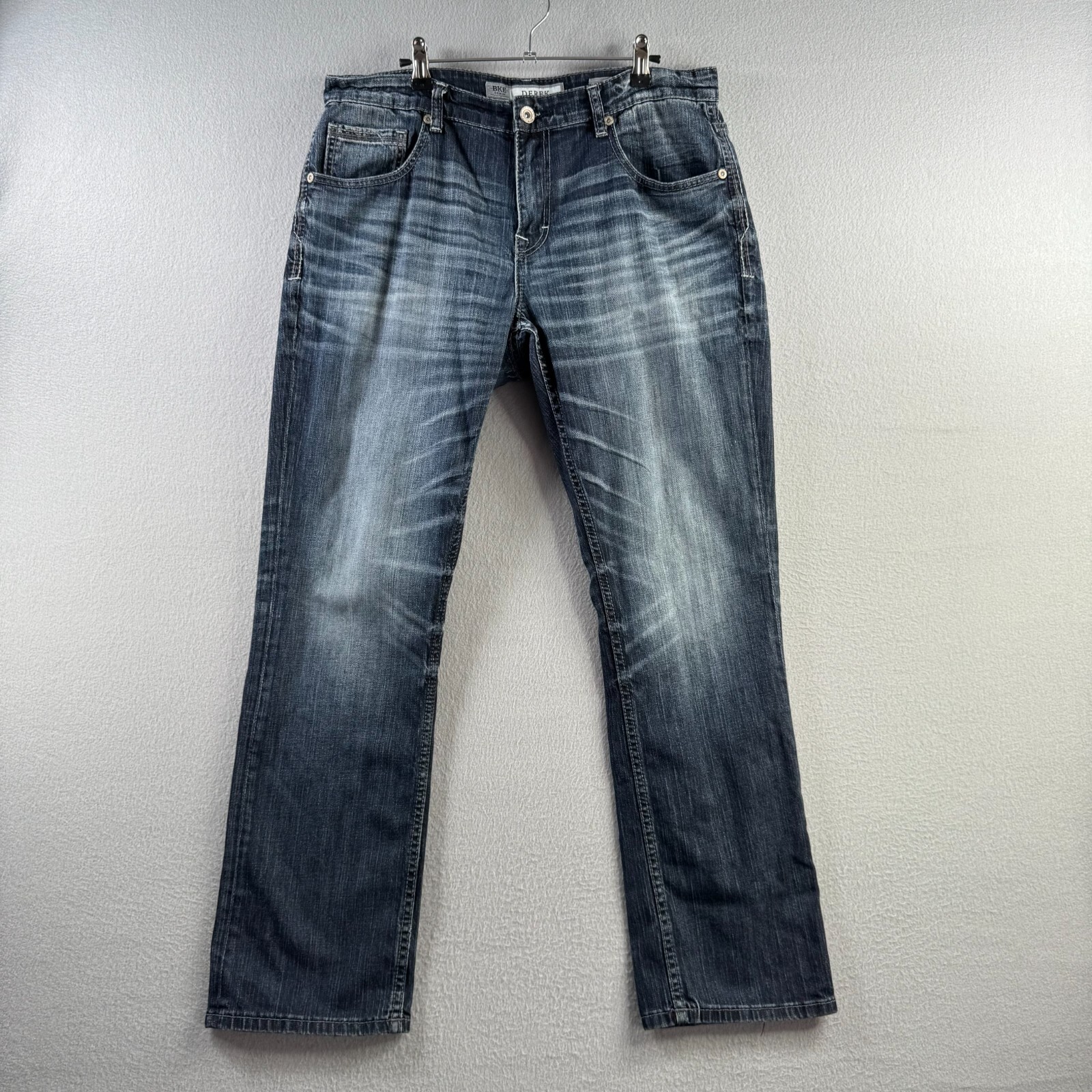Buckle BKE Jeans Mens 34R (Fits 35×31) Blue Denim Derek Straight Leg SEE DETAILS