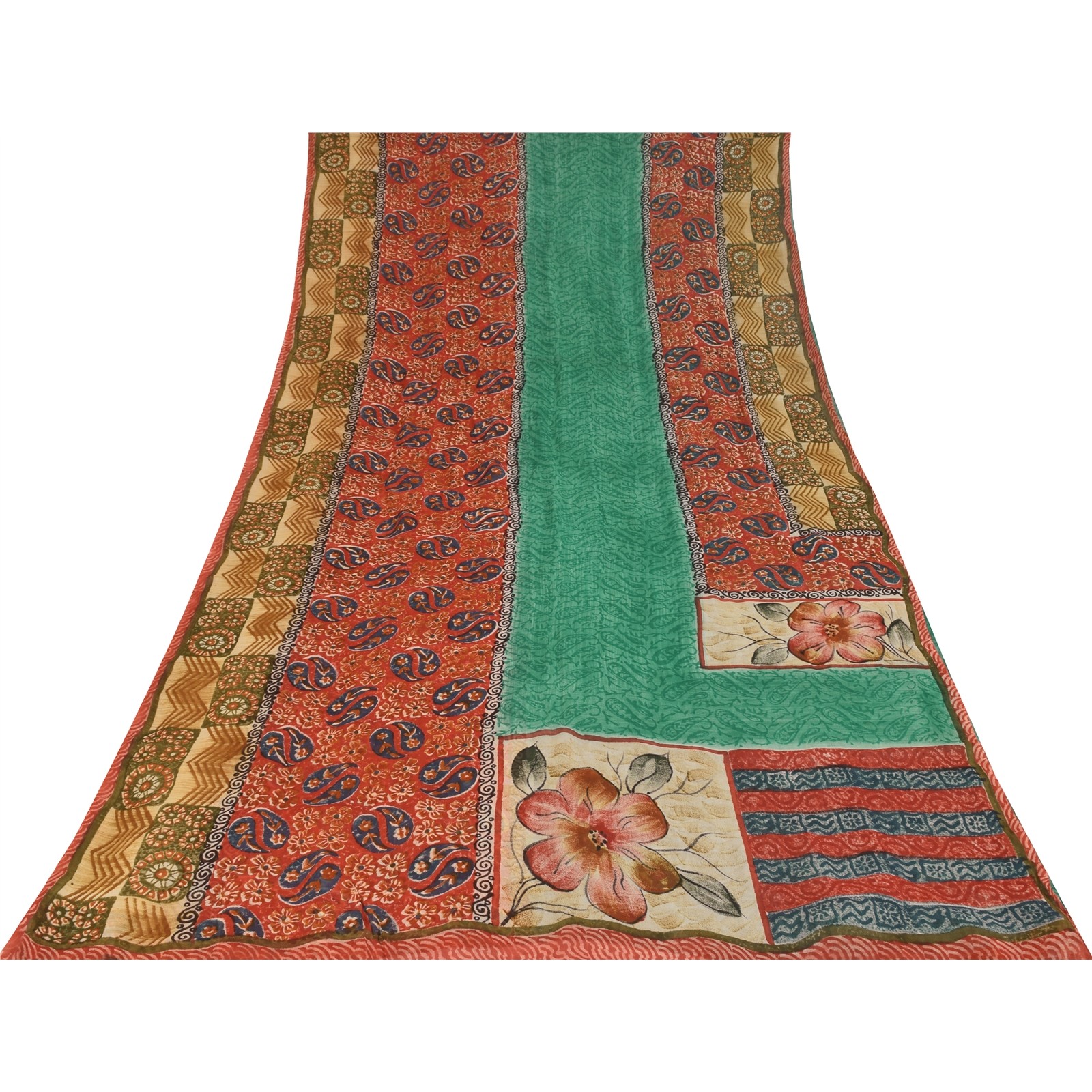 Sanskriti Vintage Printed Blend Georgette Sarees Multi Color Sari Craft Fabric