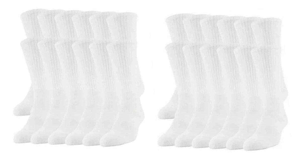 60 Pairs Wholesale Bulk Mens Plain White Sports Crew Socks Cotton Size9-11 10-13