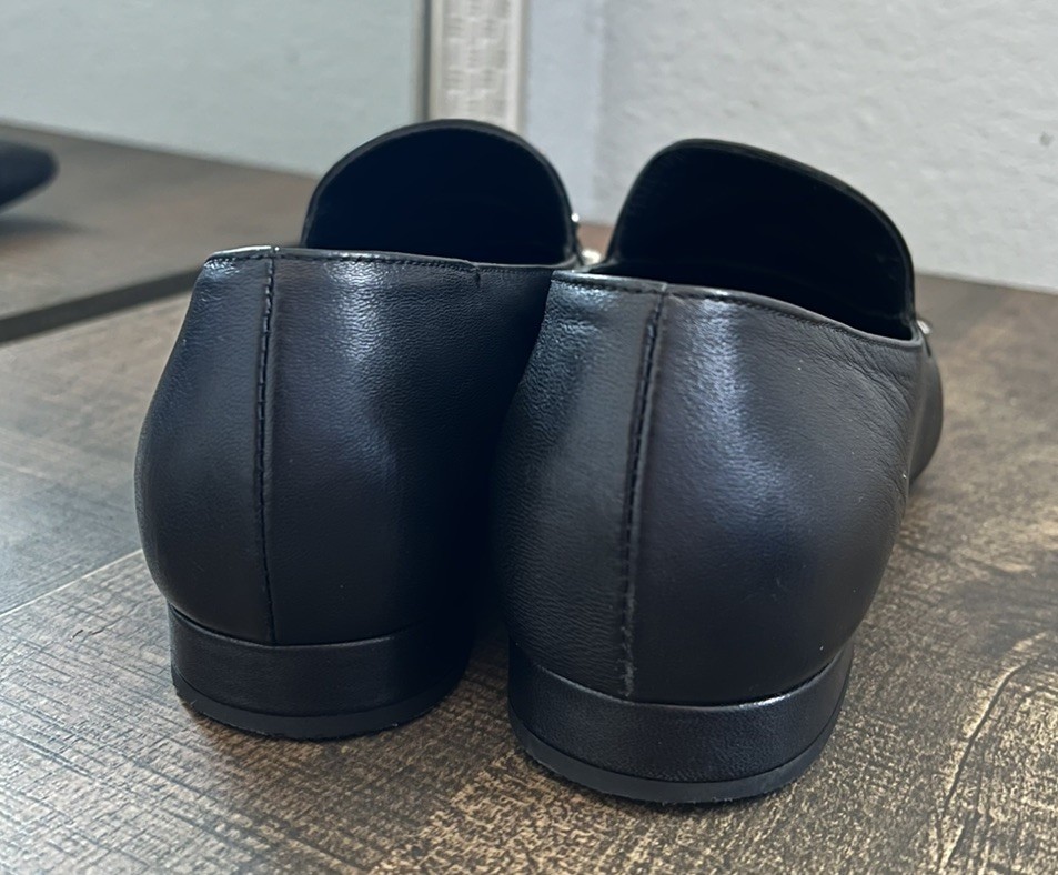 AGL Shoes Womens Black Leather Loafers Pointed Toe Slip On Casual Italy US 8