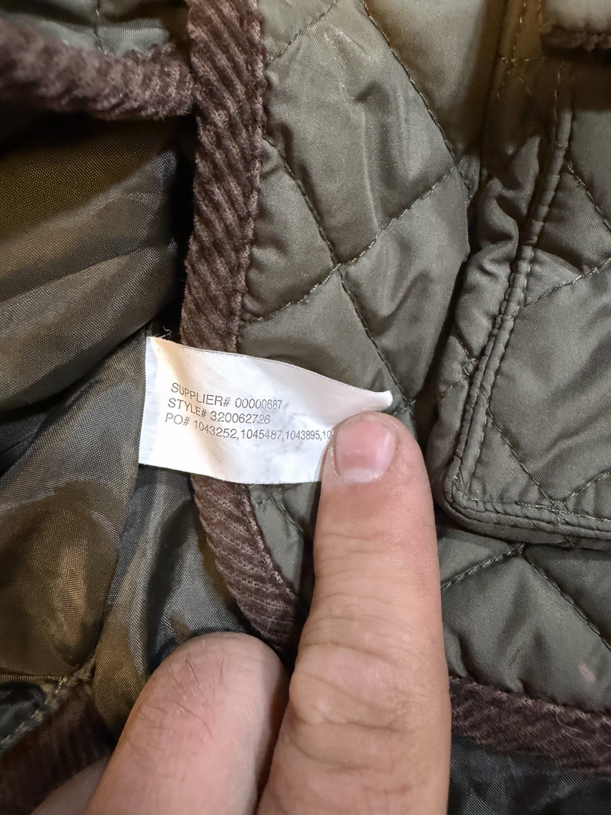 Polo by Ralph Lauren Quilted Jacket Green/Brown 12M Snap Corduroy Collar