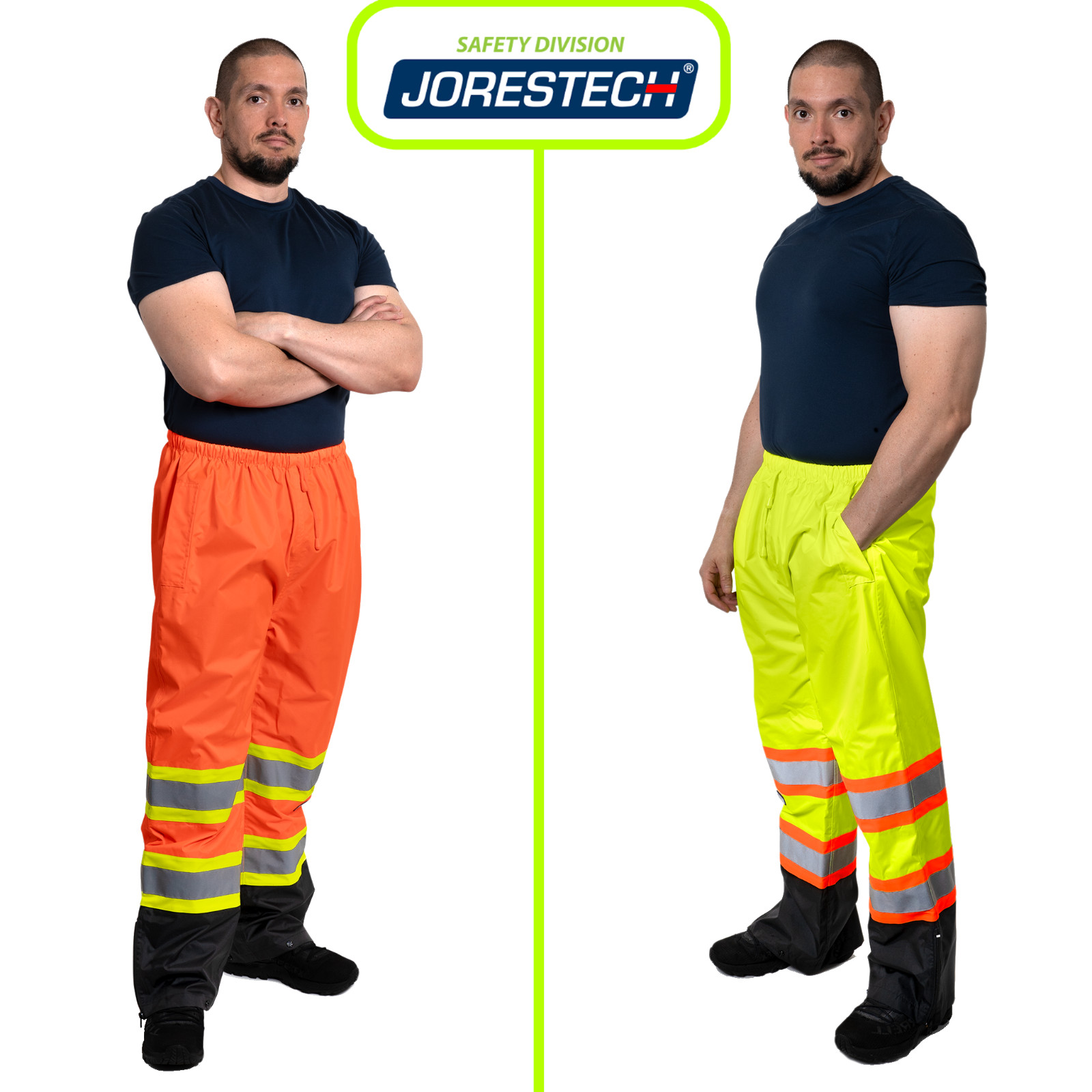 Hi Vis Two Tone Rain Pants Work Waterproof Reflective Visibility Safety ANSI