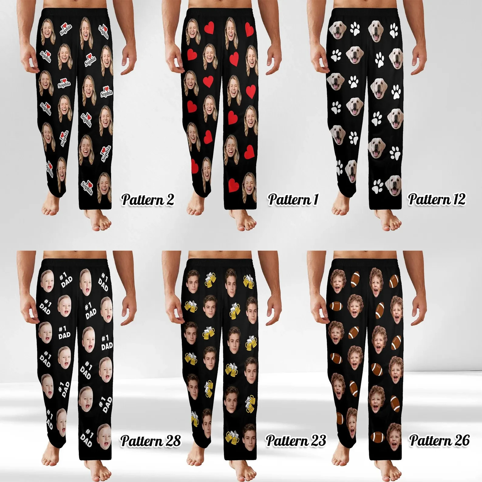 Custom Face Pajama Pants, Personalized Photo Gift for Him, Her & Couples