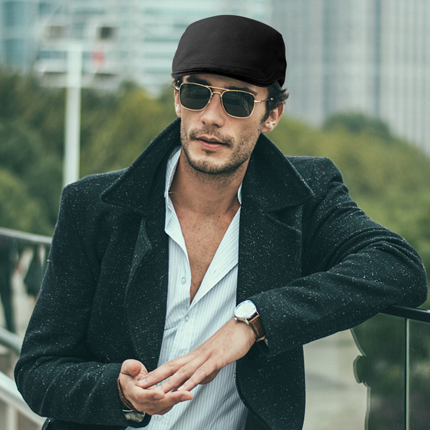Solid Cotton Gatsby Cap Mens Ivy Hat Golf Driving Sun Flat Cabbie Newsboy Summer