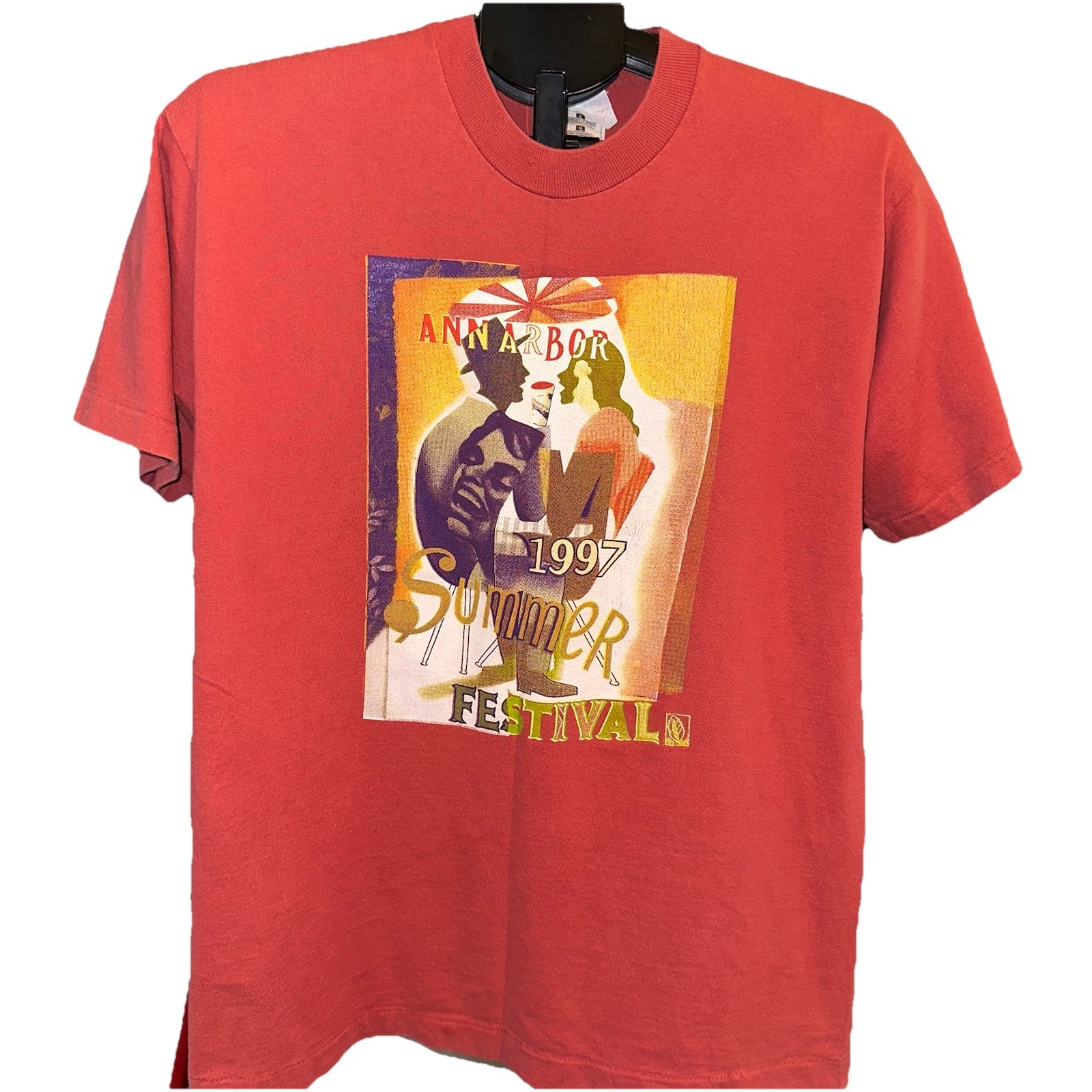 1997 Ann Arbor Summer Festival Art Single Stitch T-Shirt Mens L Graphic Tee VTG