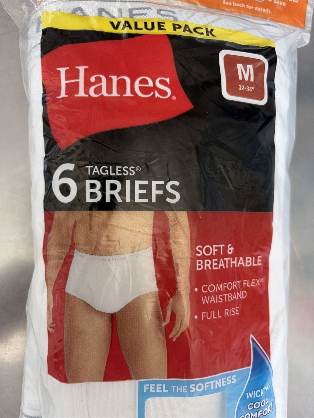 Hanes Tagless Briefs 6 Pack Mens Size Medium M 32-34 100% Cotton SEALED