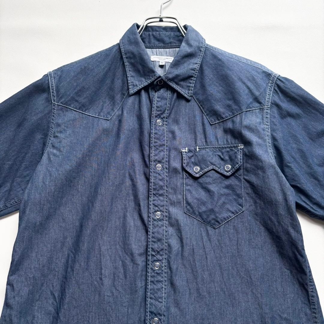 Engineered Garments Denim Short Sleeve Shirt M USA Made Cotton Indigo F/S