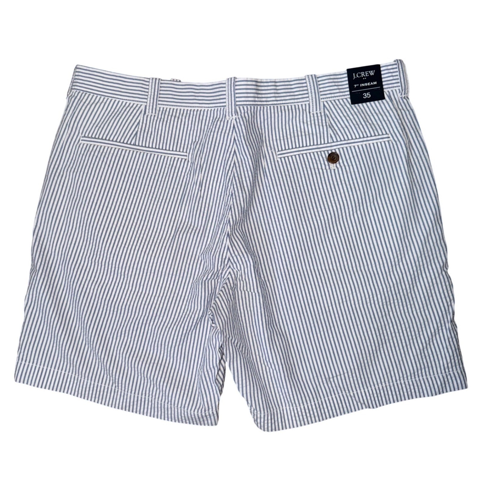 J.Crew Mens 35 Seersucker Shorts 7 Inch Inseam Blue White Striped NWT