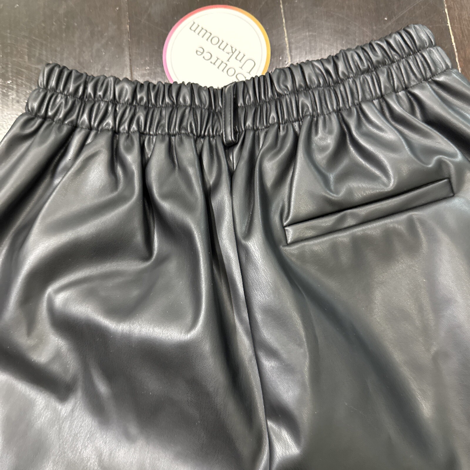 Source Unknown New With Tag Giacca High Rise Angled Leather Shorts Black S/M
