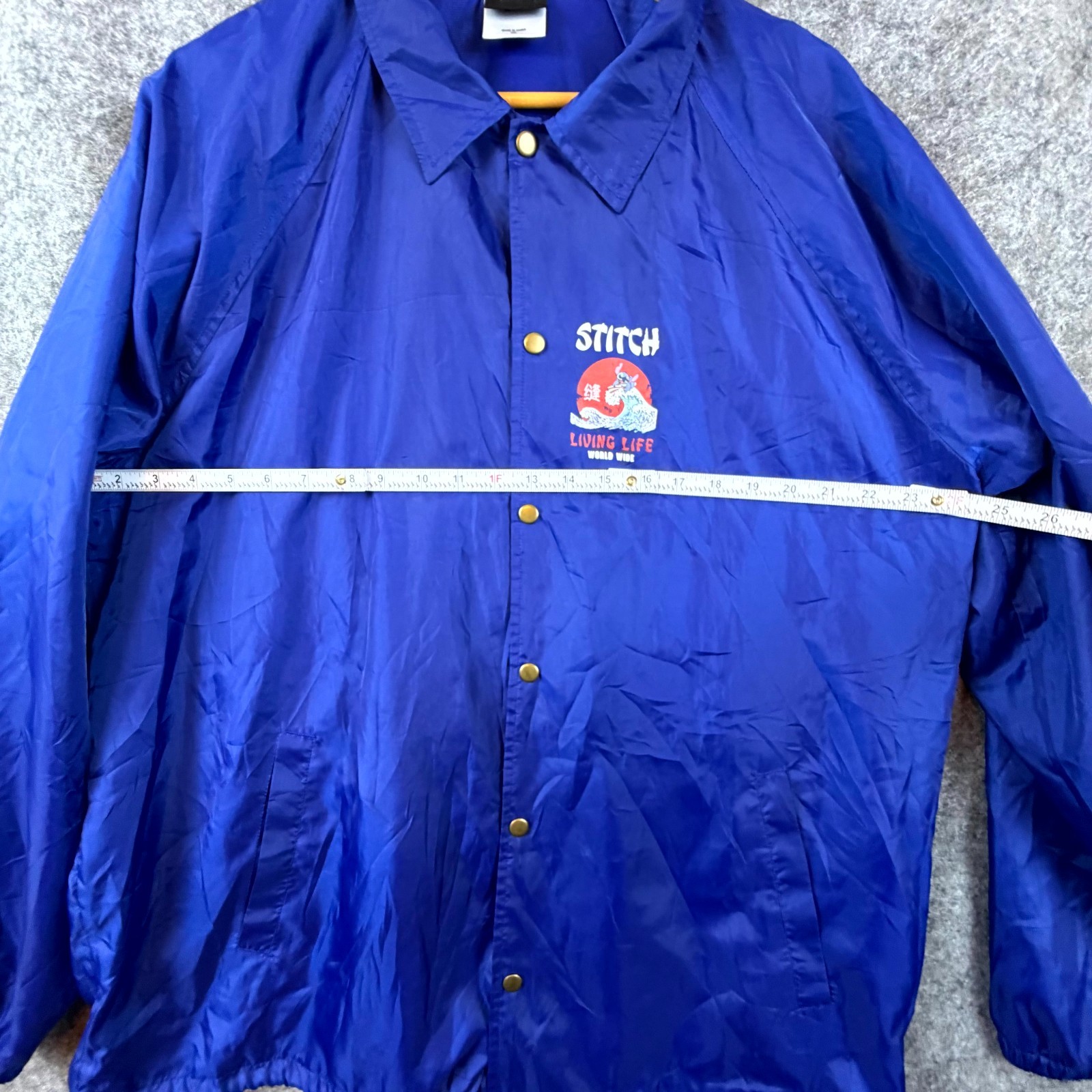 Lilo & Stitch Disney Coach Jacket Mens 2XL Blue Windbreaker Graphic Snap Front
