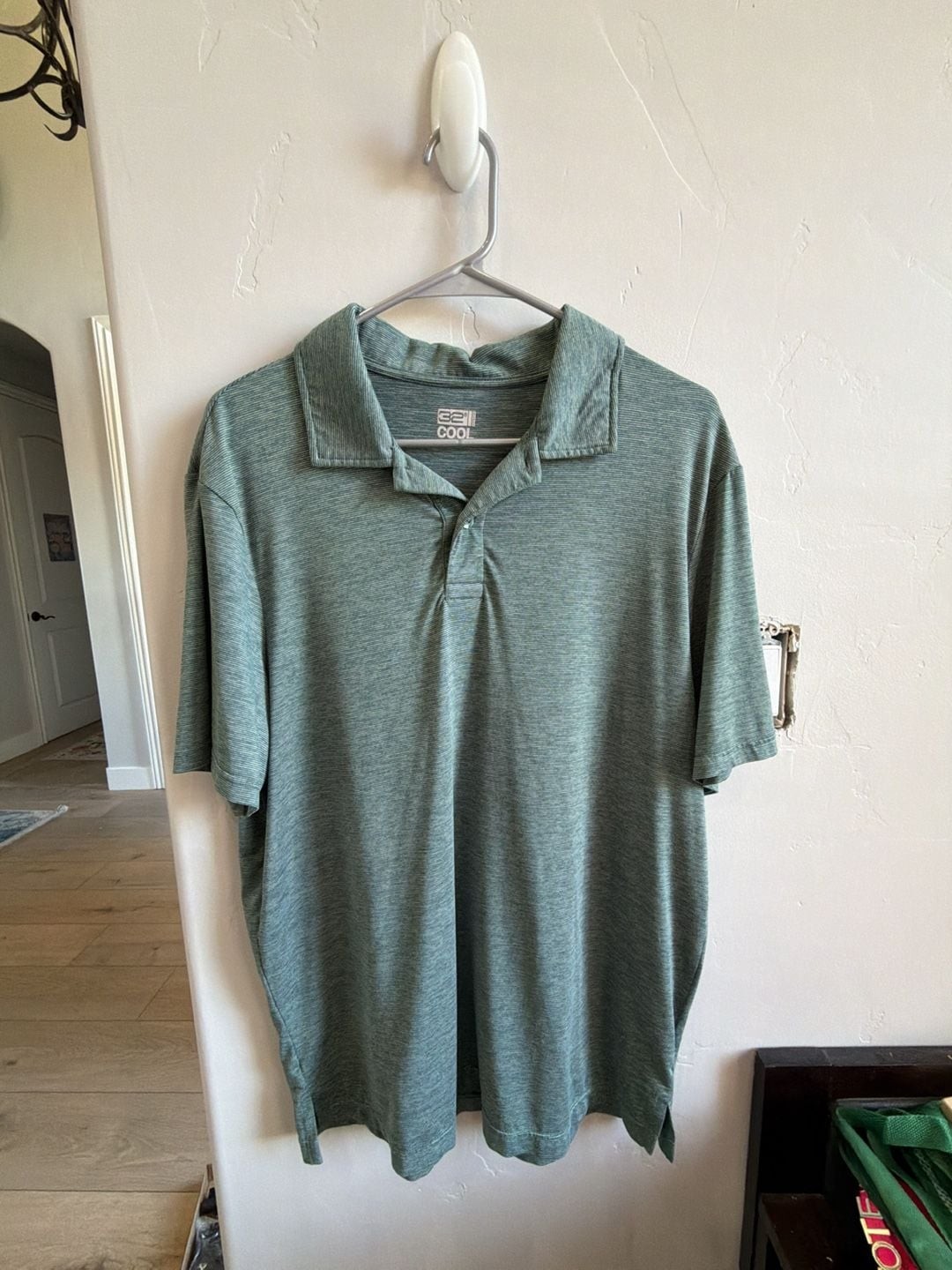 32 Degrees Cool Men’s Techno Mesh Ultra Lux Textured Polo Heather Green
