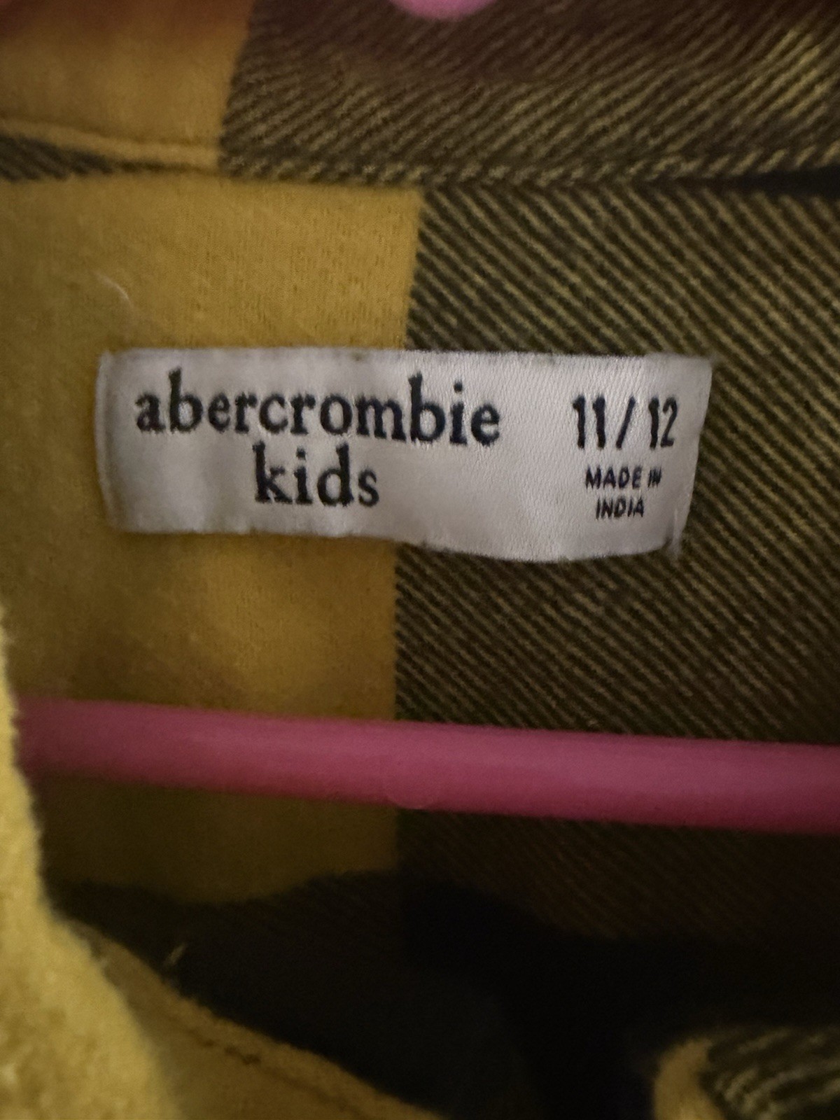 Abercrombie Kids Boys Yellow/Black Plaid Long Sleeve Collared Shirt 11/12