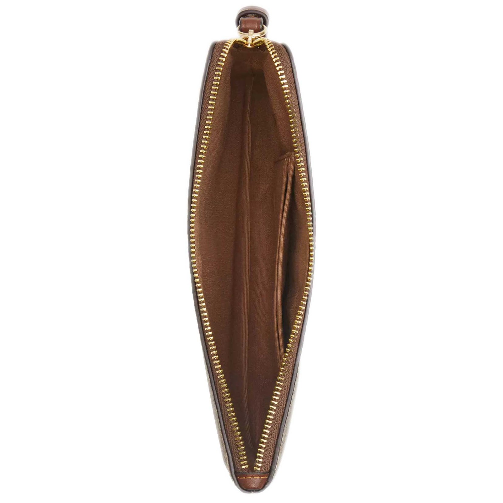 Coach Women’s Wristlet Large Corner Signature Canvas, Gold/Tan/Brown CZ277 BRN