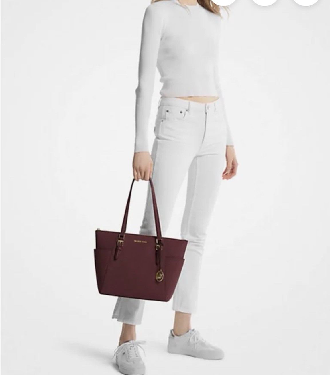 Michael Kors Charlotte Large Leather Top Zip Tote Bag