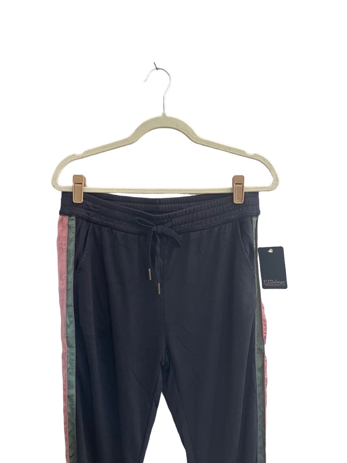 NWT PJ Salvage Medium Black Slate Olive Pink Stripe Lounge Jogger Pants #PQ32/54