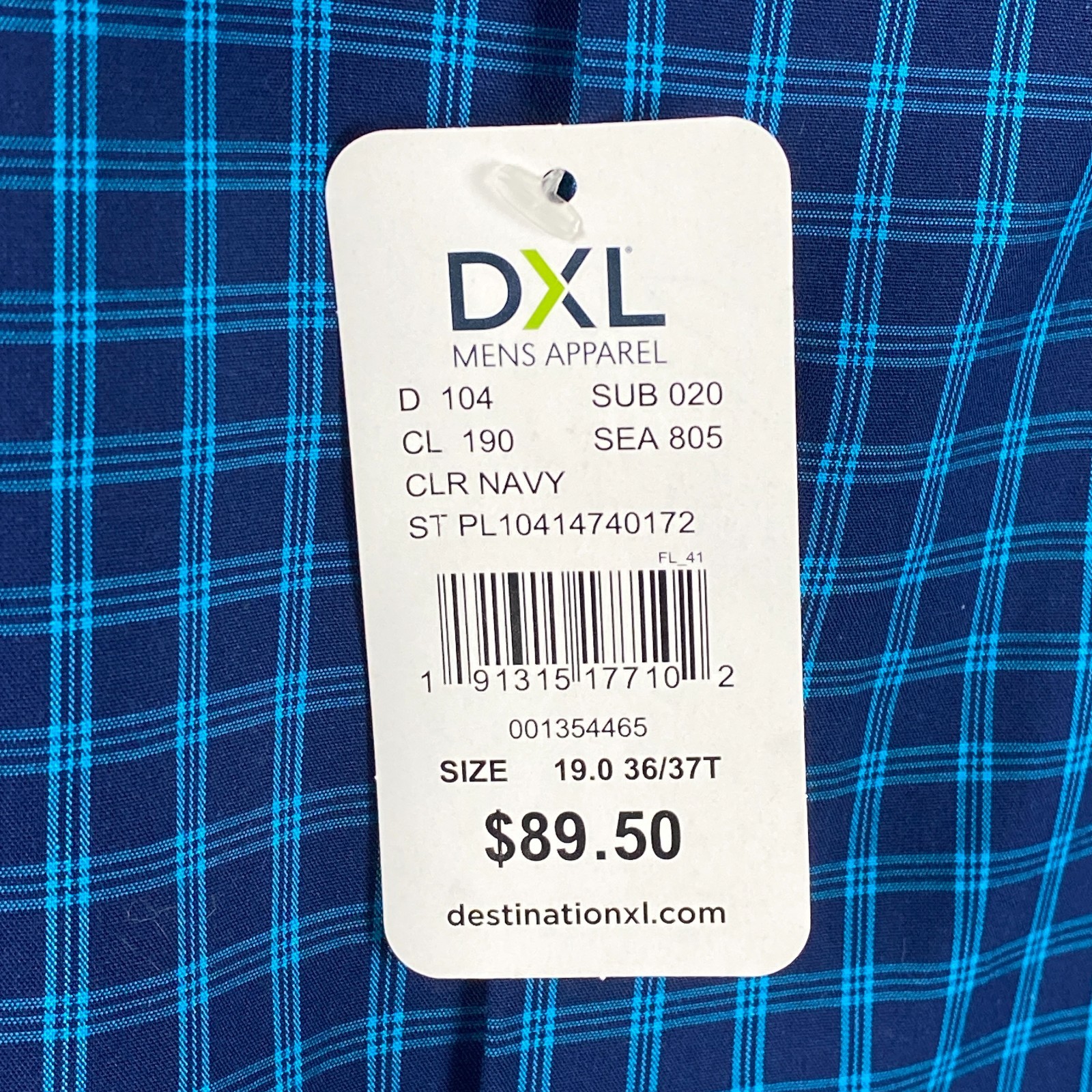 Rochester Egyptian Cotton Non-Iron Plaid Button Shirt Mens 19 36/37 Tall