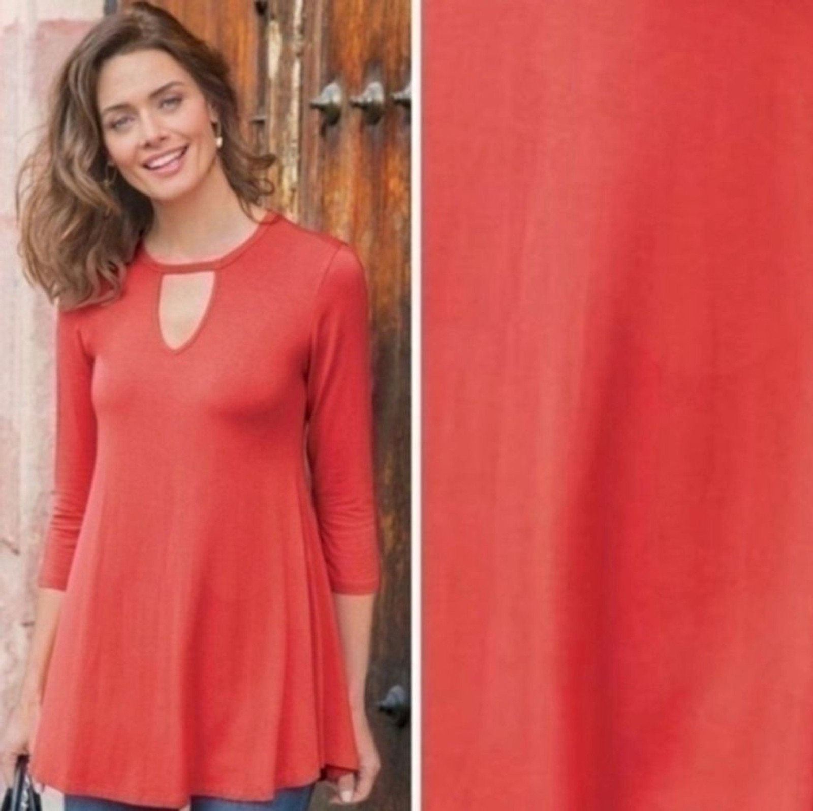 Soft Surroundings Heavenly Soft Keyhole Tunic In Terracotta