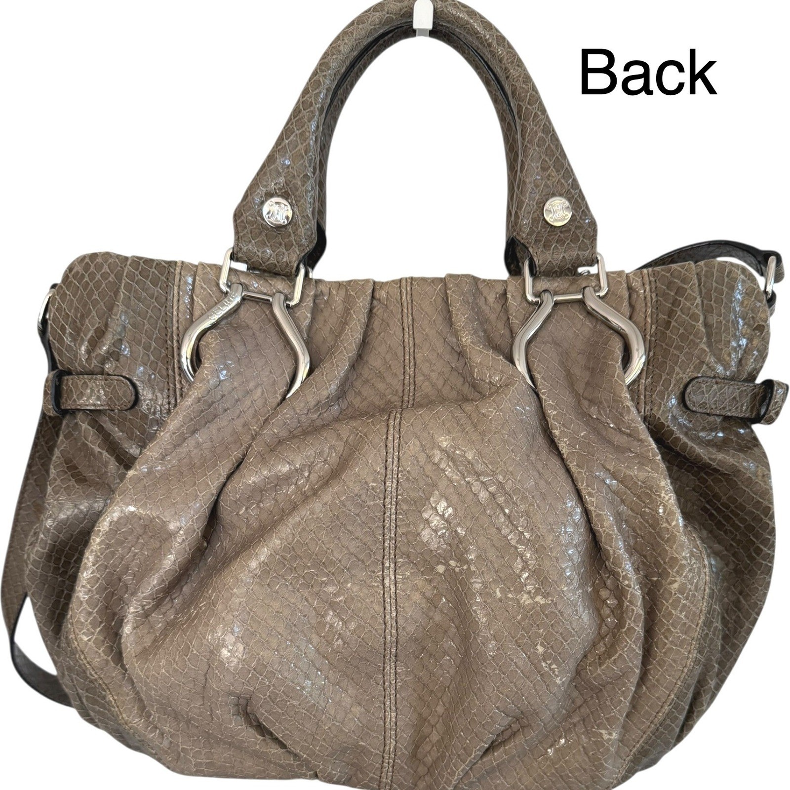 Celine Vintage Python Leather Boogie Bag Exotic Satchel Crossbody Triomphe Medal