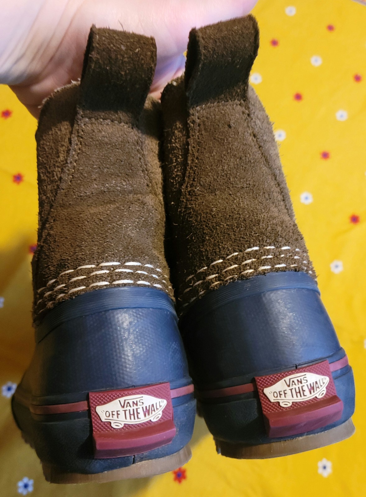 Vans Mid Chelsea Boots Brown/Blue Suede Rubber Men’s 7.5 Women’s 9 Rain/Snow