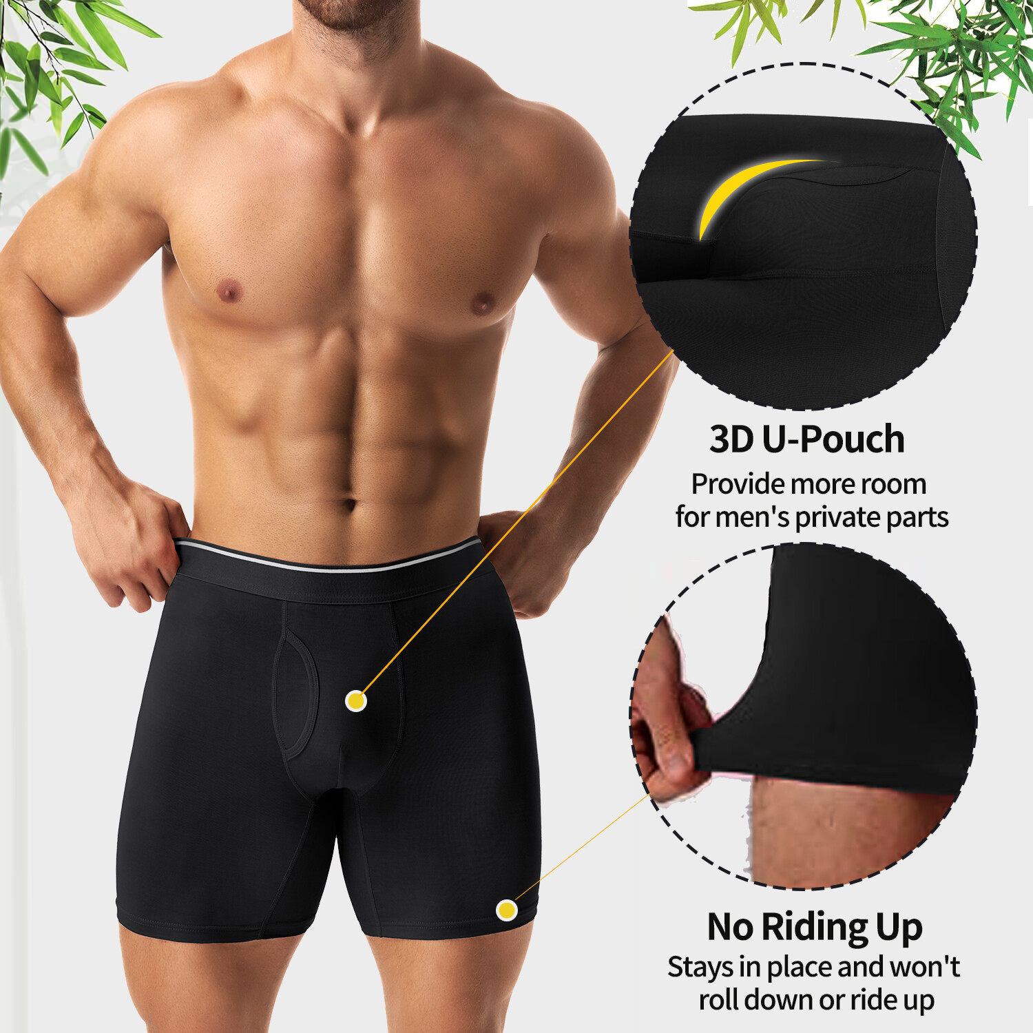 4/6 PACK For Men Bamboo Underwear Shorts Multicolor Boxer Briefs Underpants NEW