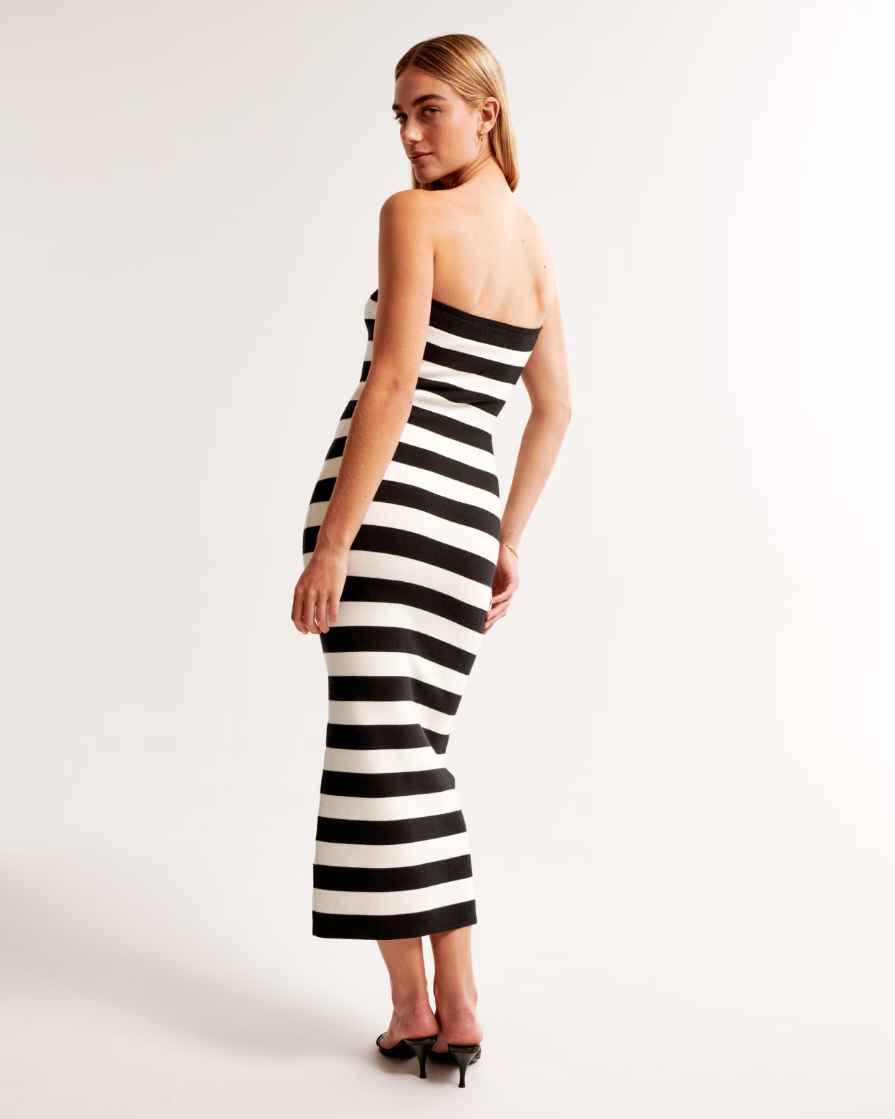 ABERCROMBIE & FITCH A&F STRIPED STRAPLESS MIDI SWEATER DRESS NWOT $100 L
