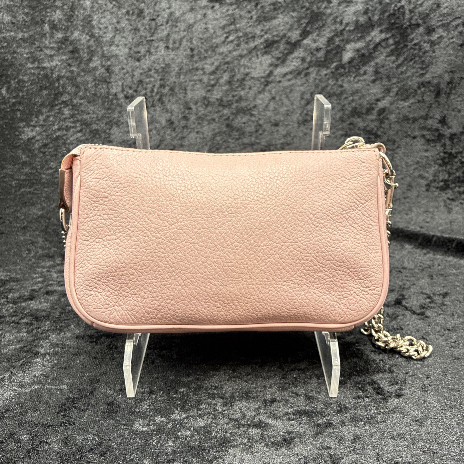Coach Nolita 19 Petal Pink Pebbled Leather Wristlet Chain Shoulder Bag F53340 NY