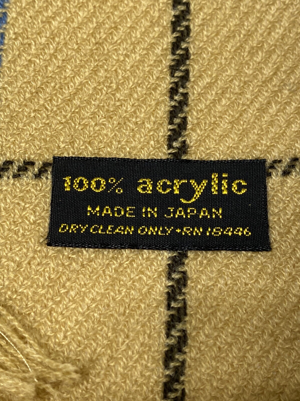 100% Acrylic Striped Fringe Scarf Made In Japan 12 1/2” X 50”