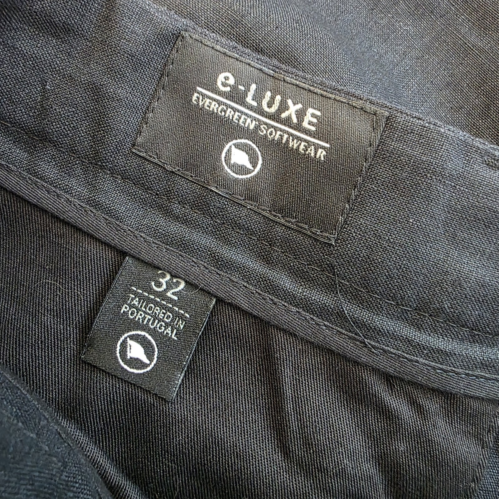 e-Luxe Evergreen Software mens Pleated LINEN Pants 32×30 New Black Portugal