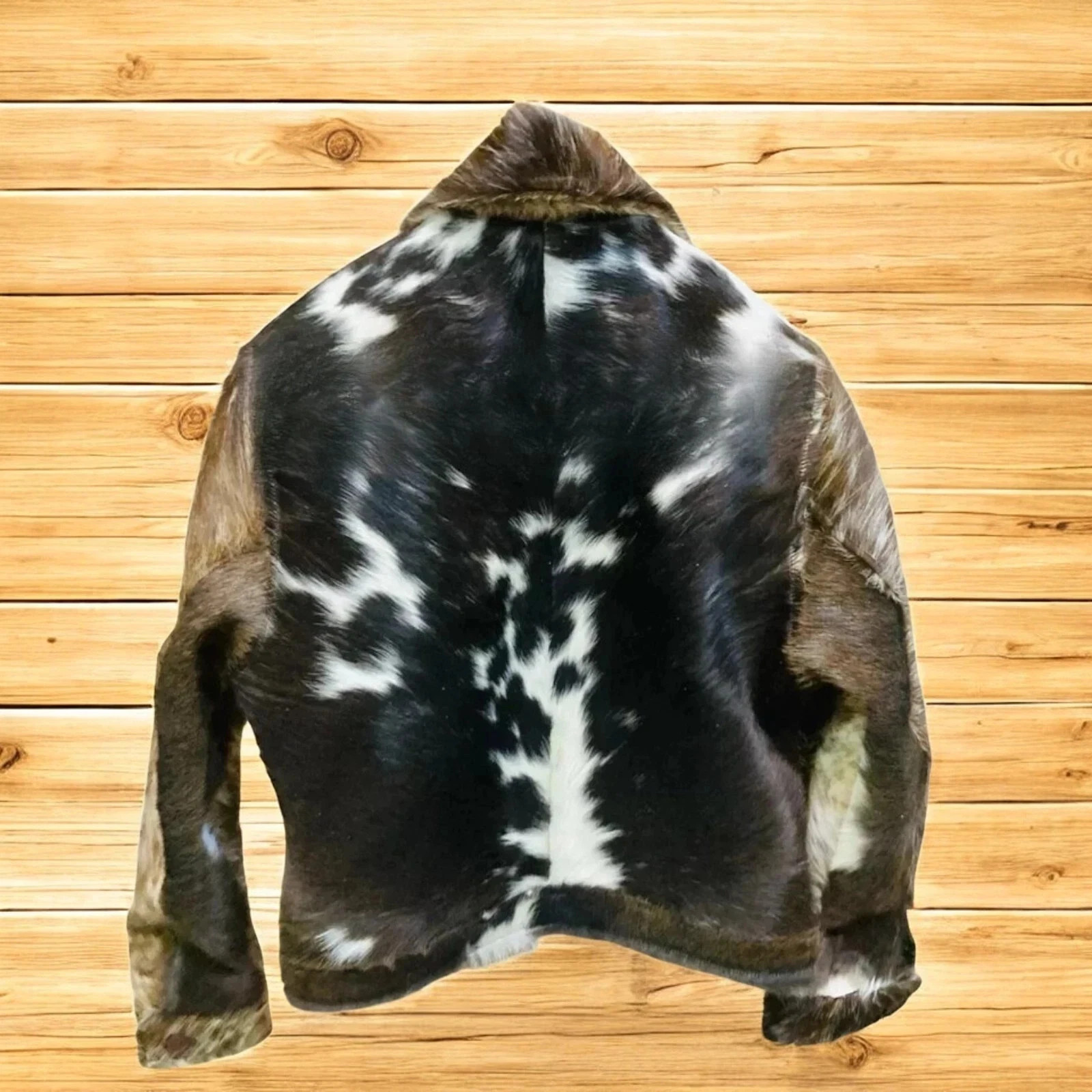 Men’s Real Cowhide Leather Jacket Hair-On Fur Natural Cow Skin Western jacket