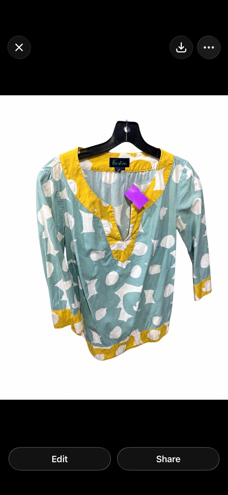Boden size 8 cotton tunic top blouse shirt