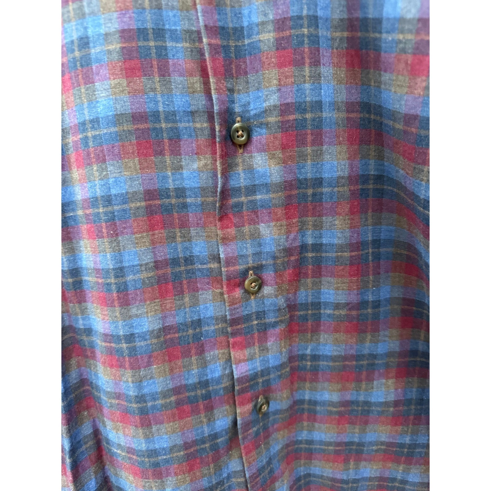 David Donahue Mens Plaid Button Down Long Sleeve Shirt, size S