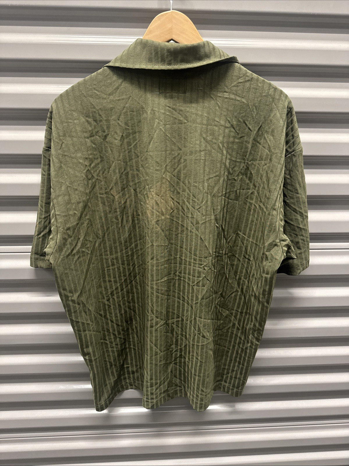 Vintage BC Ethic Three Star Knits Olive Green Knit Lounge Shirt Large *See Pics*