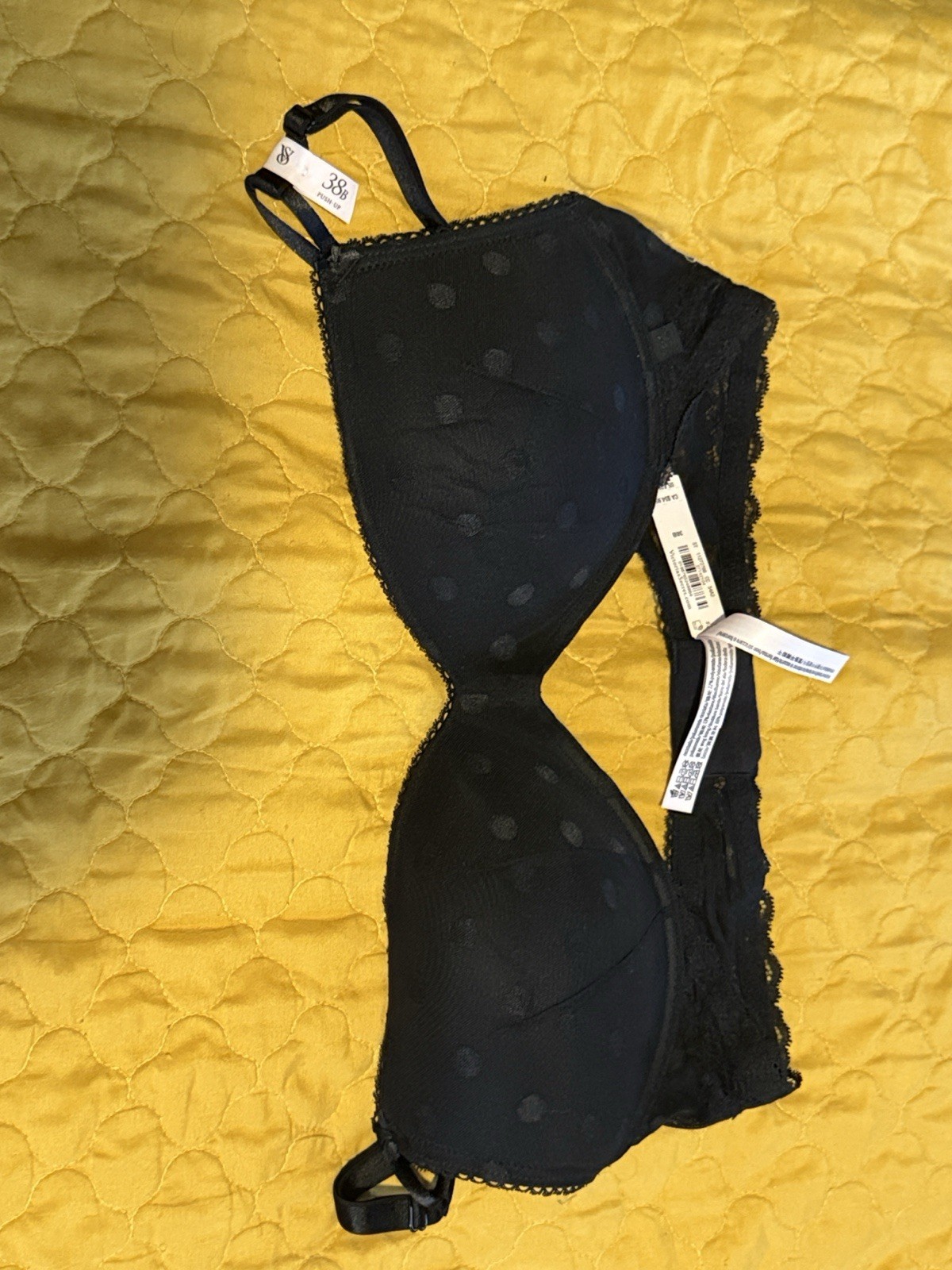 Victoria’s Secret Black Dot Lace T-Shirt Bra Size 38B