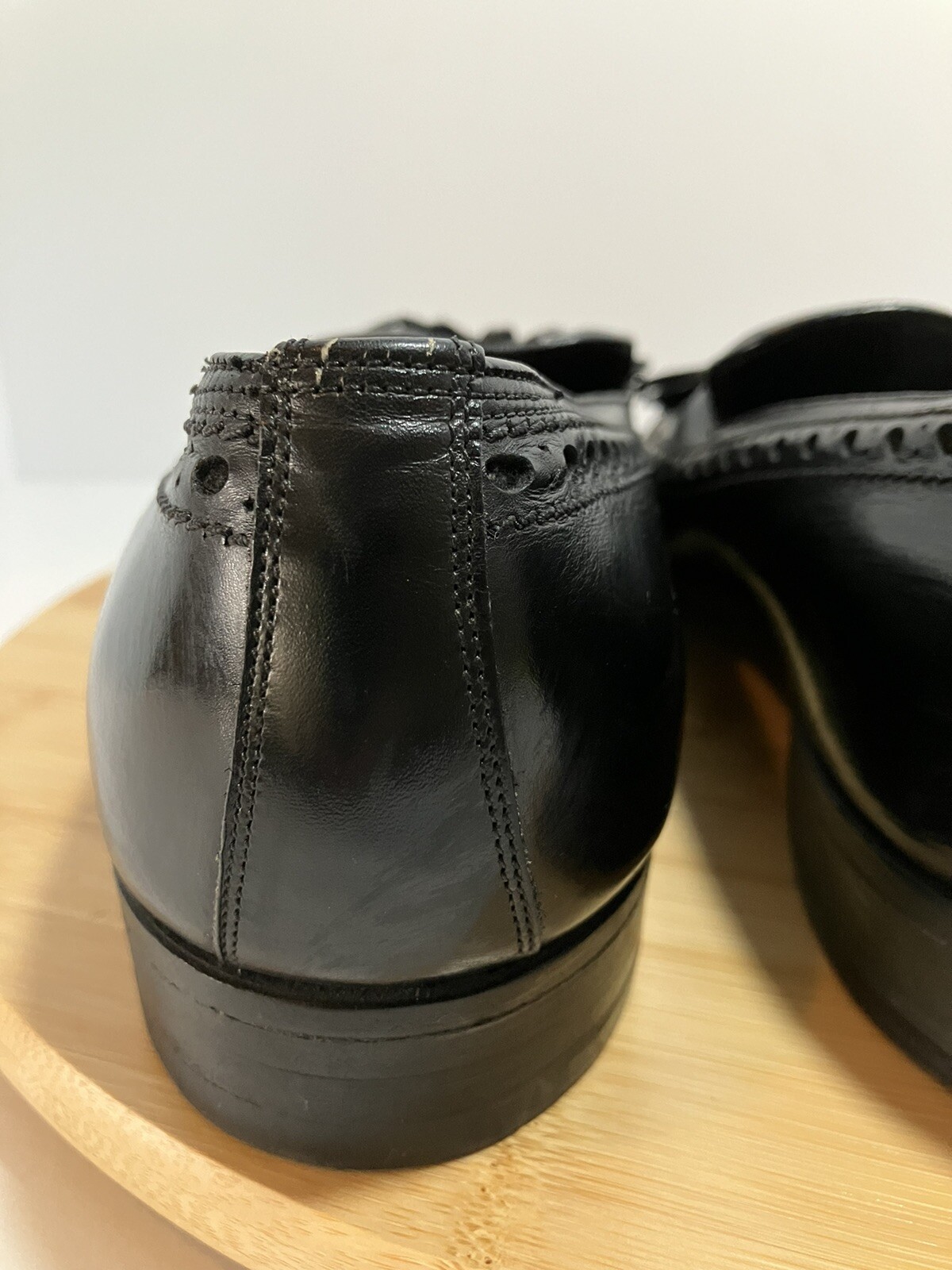 VTG Men’s FLORSHEIM Slip On Wingtip Tassel Loafers Black Leather 913306 SZ 11 C