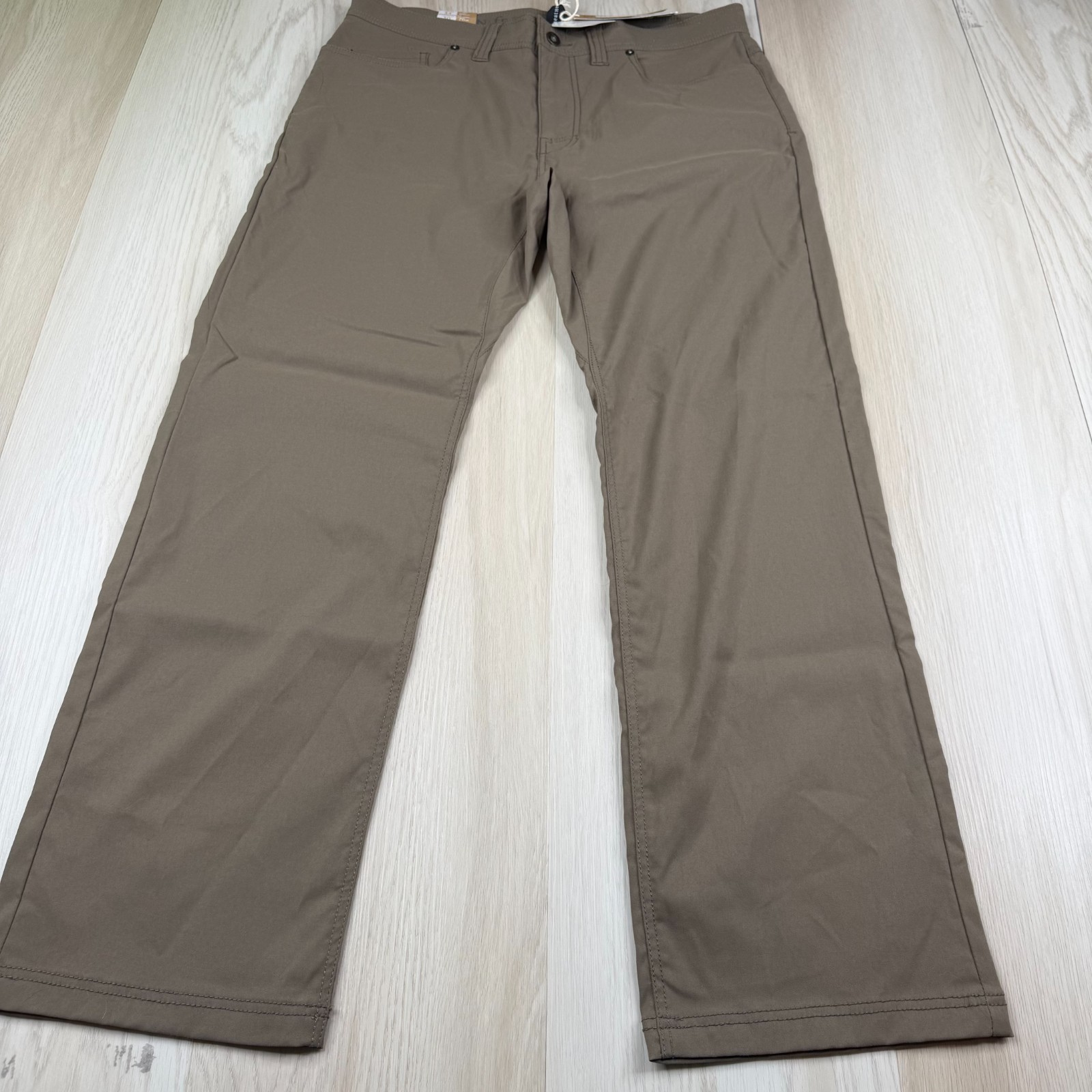 NWT PrAna Mens Brown Mud Slim Fit Stretch UPF 50+ Brion Chino Pant Size 34×30