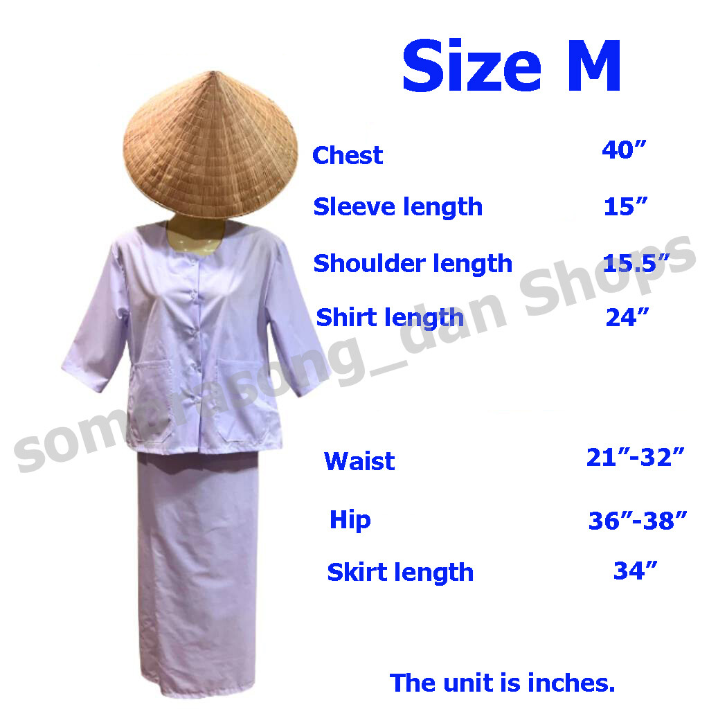 Dhamma Practice Clothes for Women – Shirt Skirt Shoulder Cloth