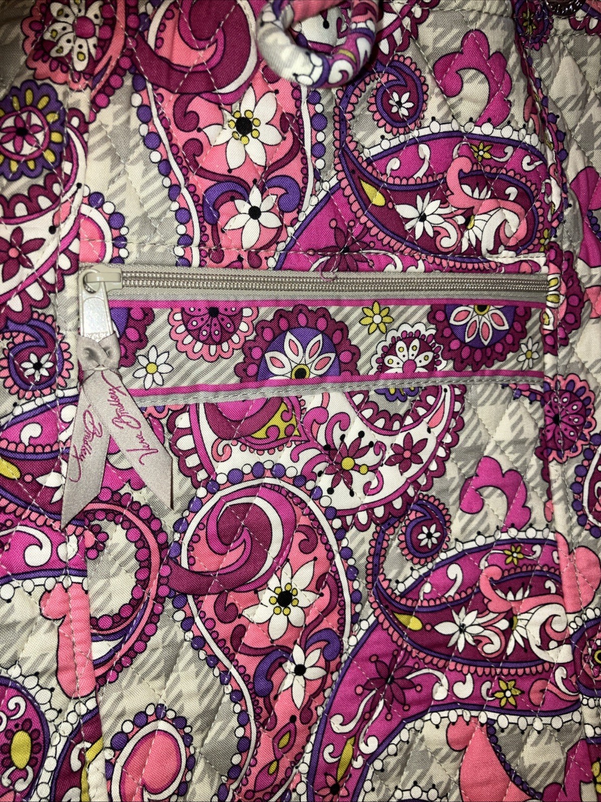 VERA BRADLEY Pink “Paisley Meets Plaid” Quilted Drawstring Cinch Backpack-Clean-