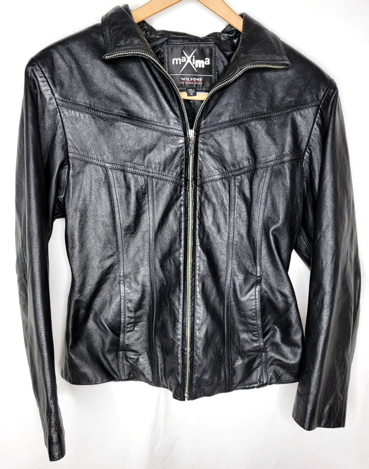 Wilsons Leather MAXIMA Zip Front 100% Leather Jacket, Size M Gently Pre-owned