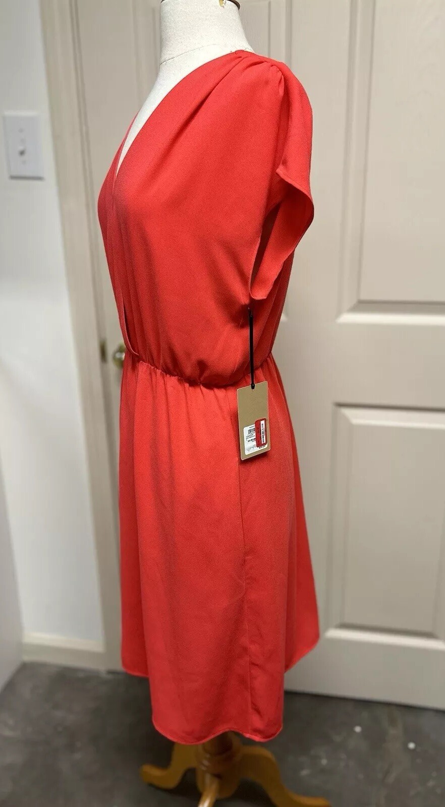 Halogen Casual Party Cocktail Dress Sz M Bright Brick Red