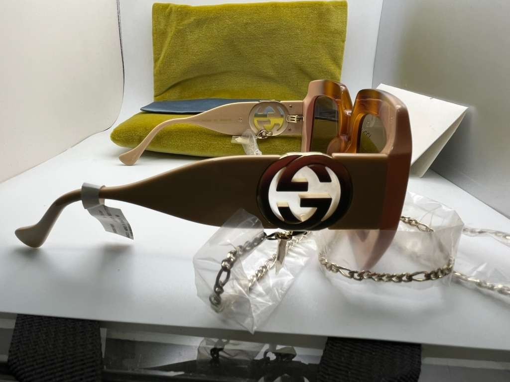 Gucci GG1022S Tortoise Blush Composites Oversized Sunglasses