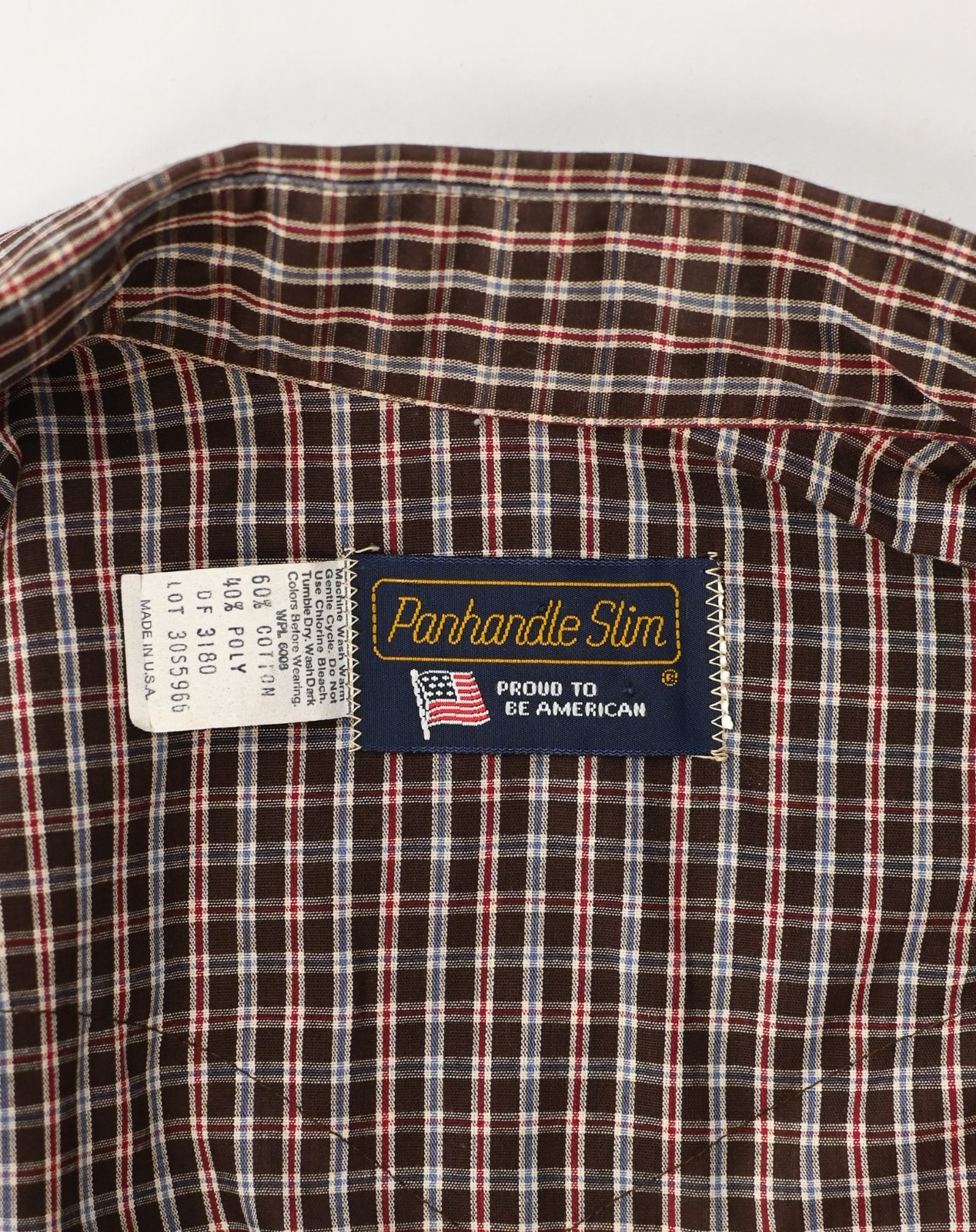 Vintage 80s/90s Brown & Red Plaid PANHANDLE SLIM Western Long Sleeve Shirt