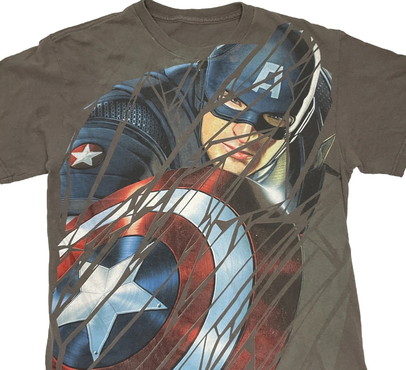 Avengers Captain America Shirt Men M Big Graphic Tee Retro Marvel Short Sleeve